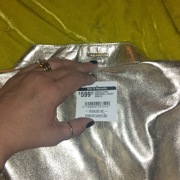 NWT La Marque Chapin Iconic Reversible Leather Jacket Bone and Gold size XL - Picture 6 of 6